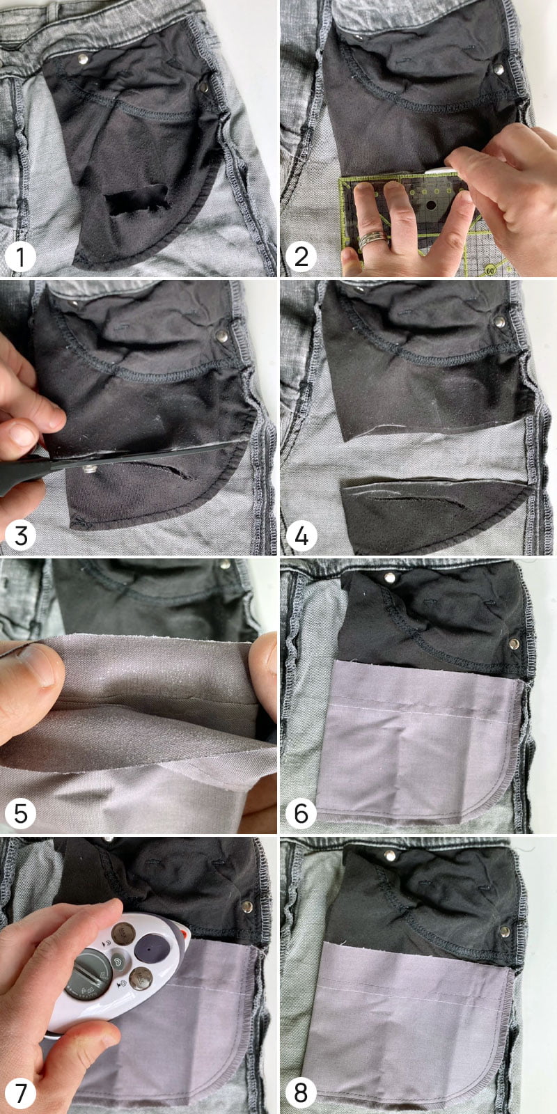 Kiinni silitettävät housuntaskut - Korjaa rikkinäiset taskut